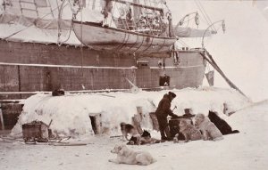 Nansen's preparations alongside the FRAM, 1894. He was famous for his meticulous attention to details of readiness (from National Library of Norway)